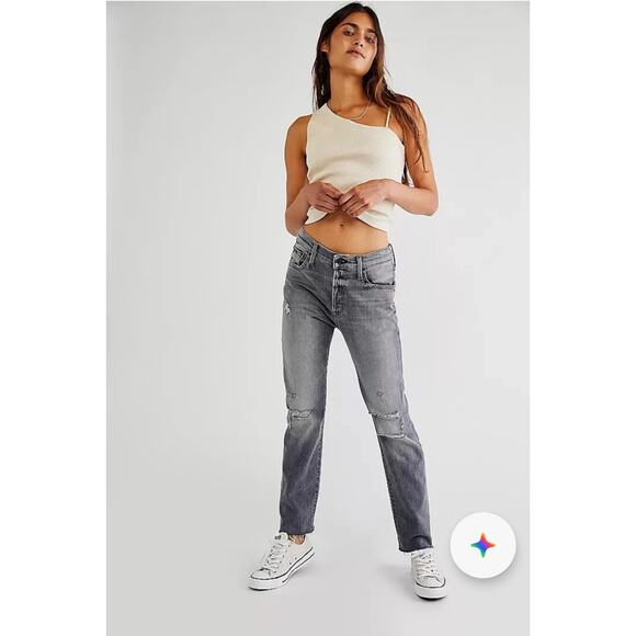 MOTHER Denim - Mother The Scrapper Cuff Ankle Fray Jeans In Unstitched In The Dark 25